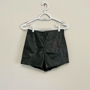 High Waist Black Faux Leather Shorts